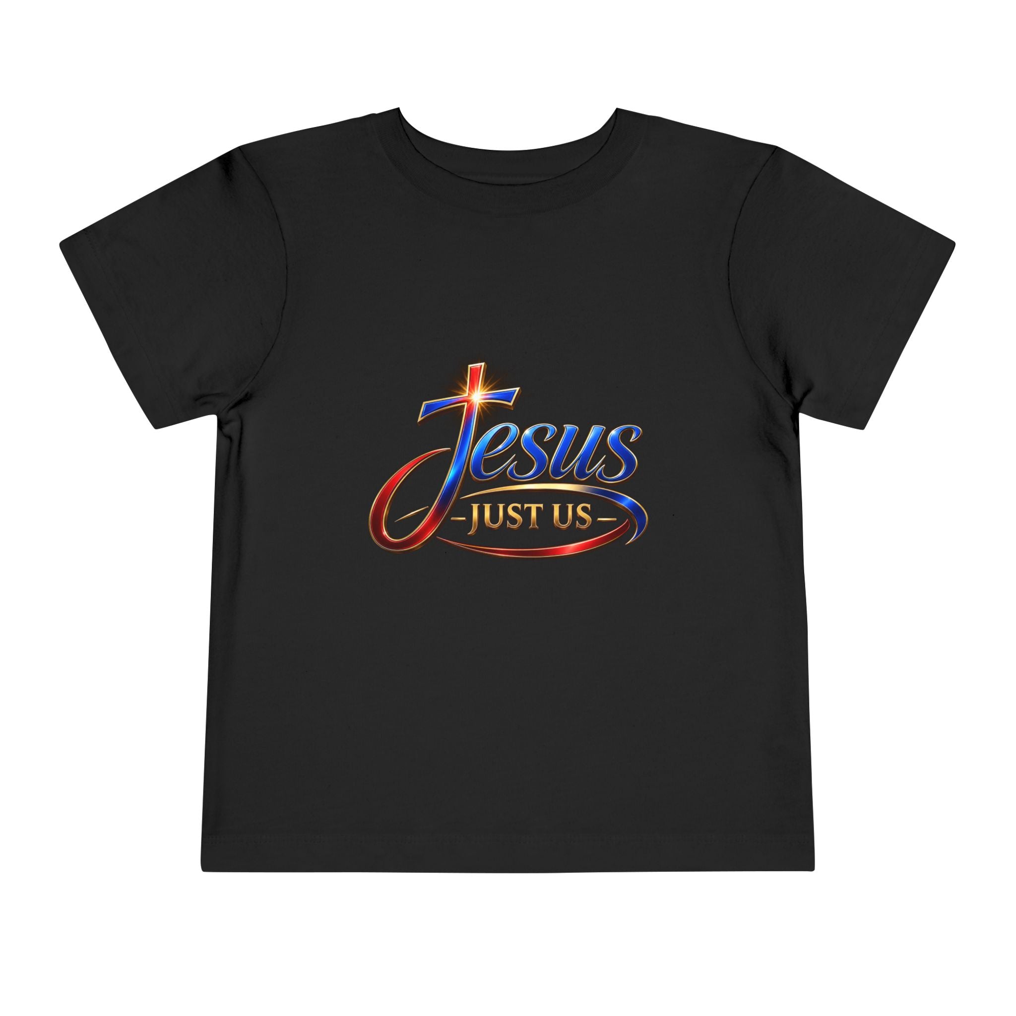 Toddler Tee — "Jesus Just Us" Connected Christian Graphic