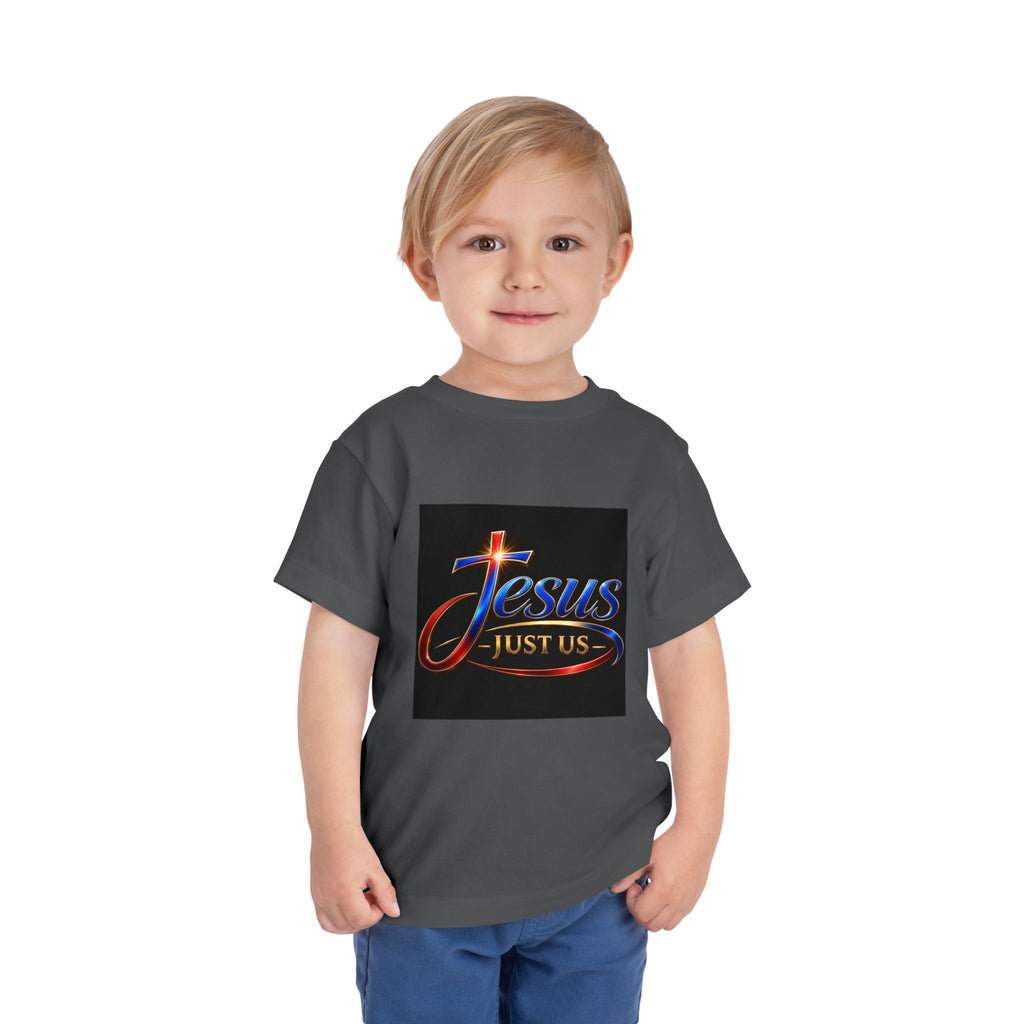 Toddler Tee — "Jesus Just Us" Connected Christian Graphic