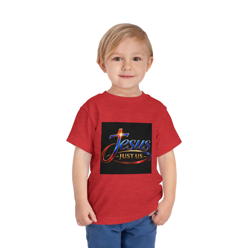 Toddler Tee — "Jesus Just Us" Connected Christian Graphic