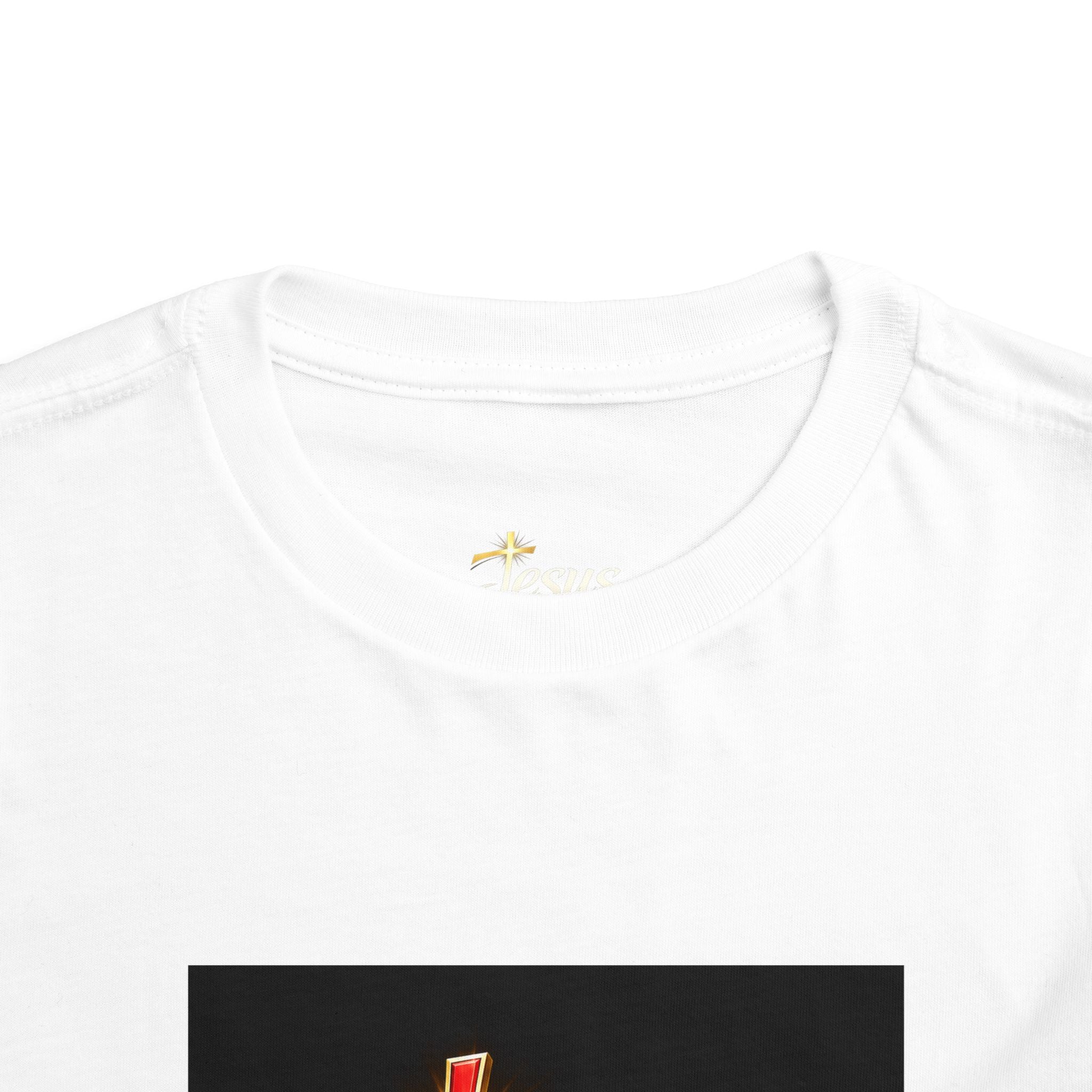 Toddler Tee — "Jesus Just Us" Connected Christian Graphic