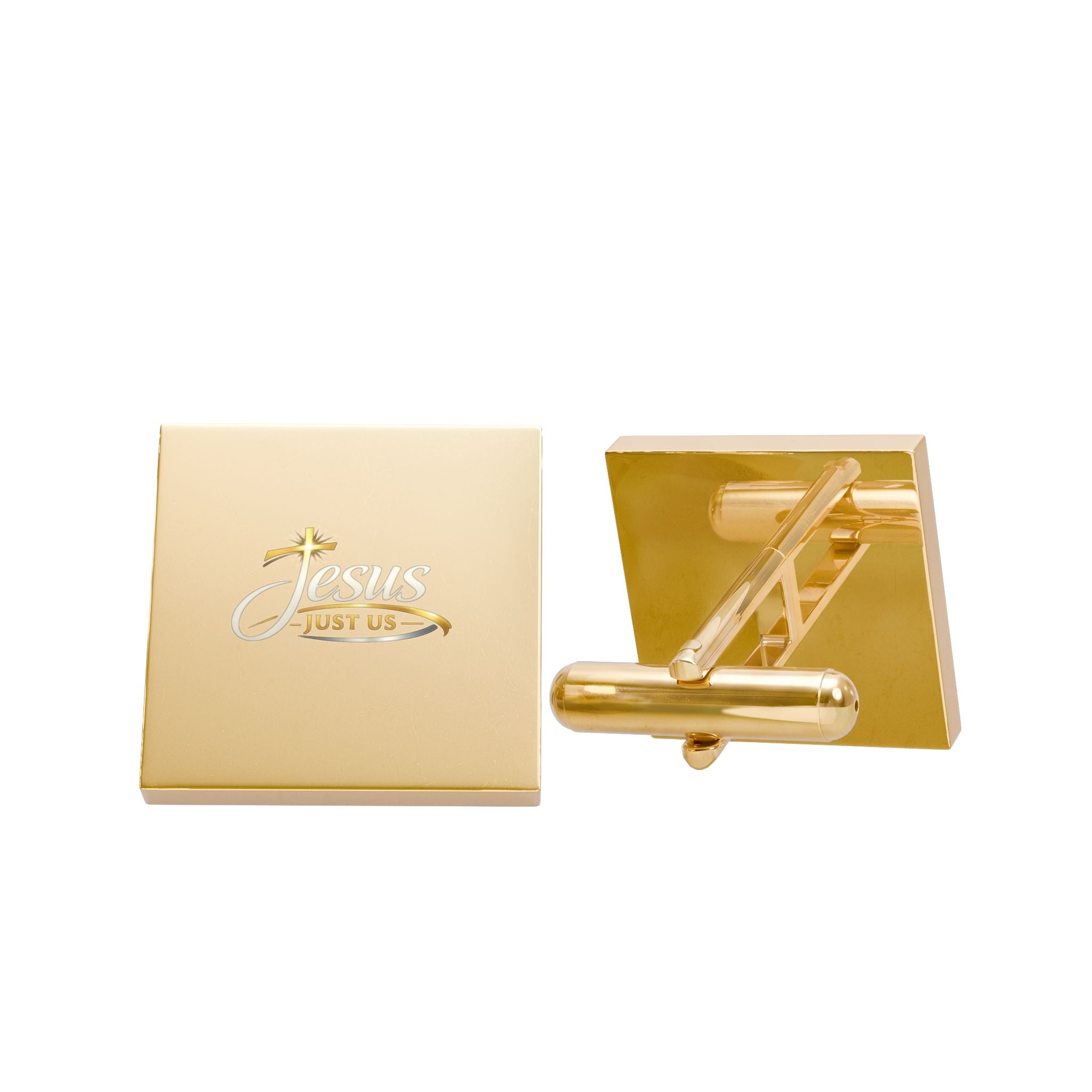 Gold 'Jesus Saves' Cufflinks – Christian Religious Dress Accessory JJU