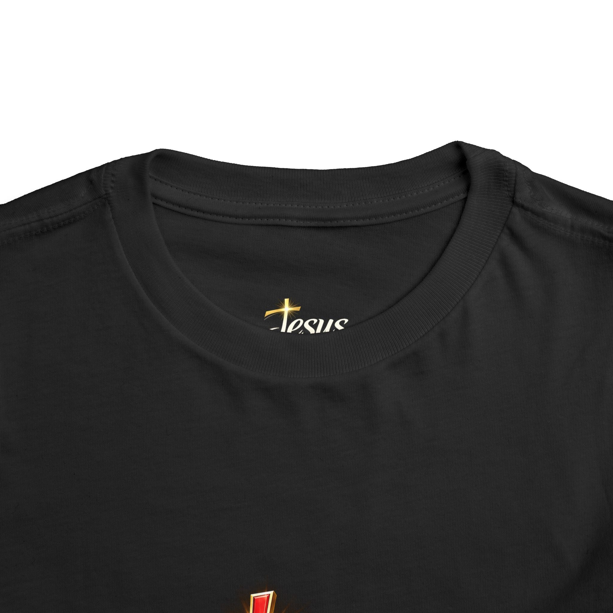 Toddler Tee — "Jesus Just Us" Connected Christian Graphic