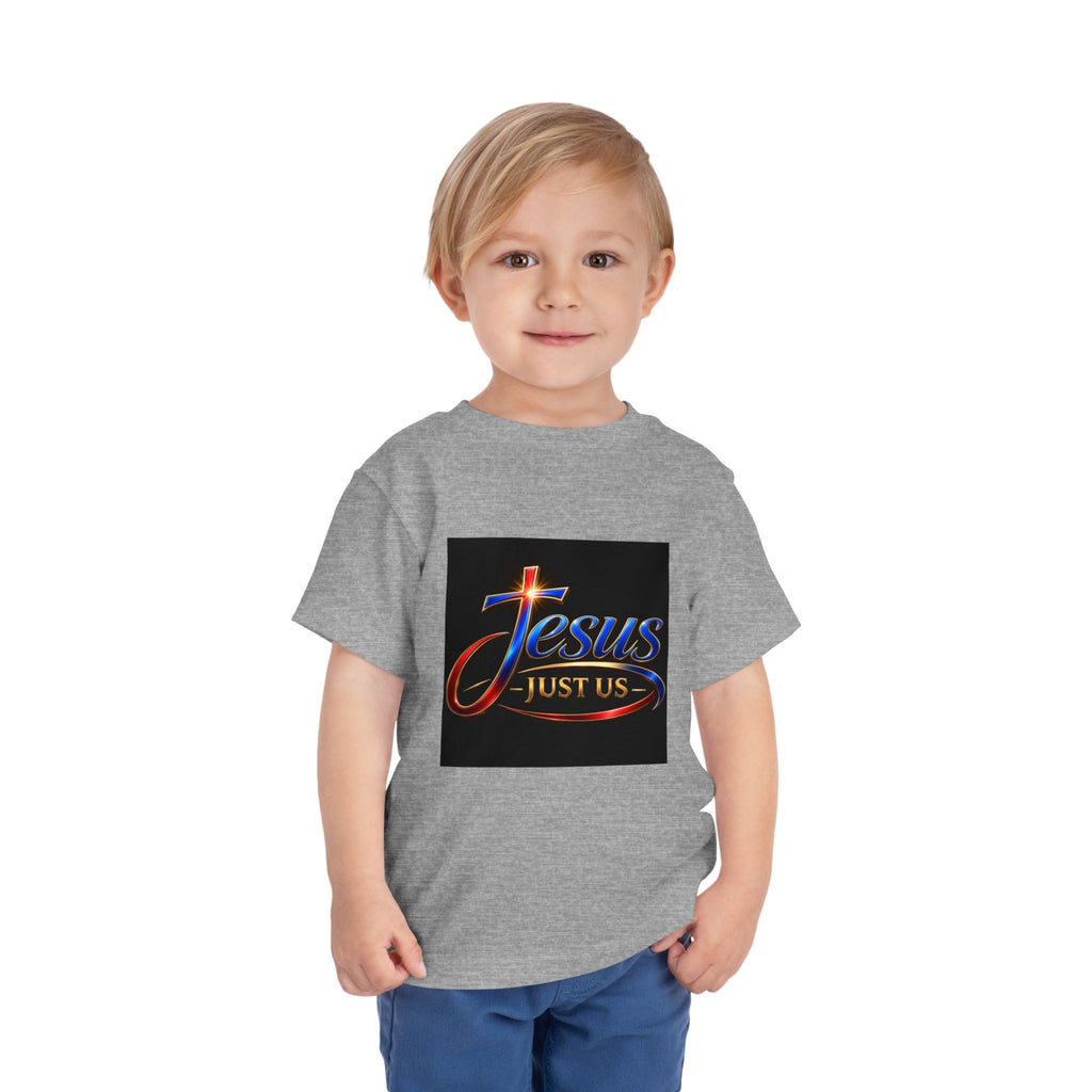 Toddler Tee — "Jesus Just Us" Connected Christian Graphic
