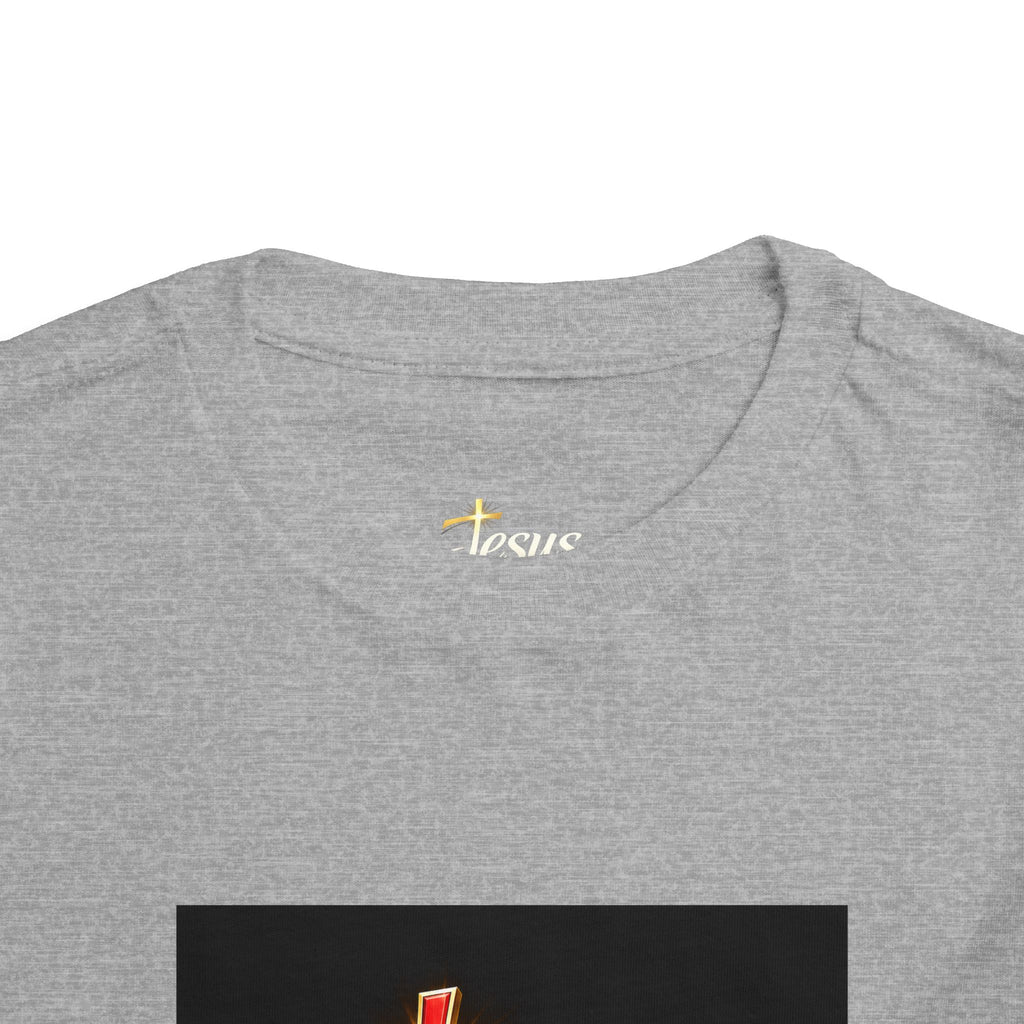 Toddler Tee — "Jesus Just Us" Connected Christian Graphic