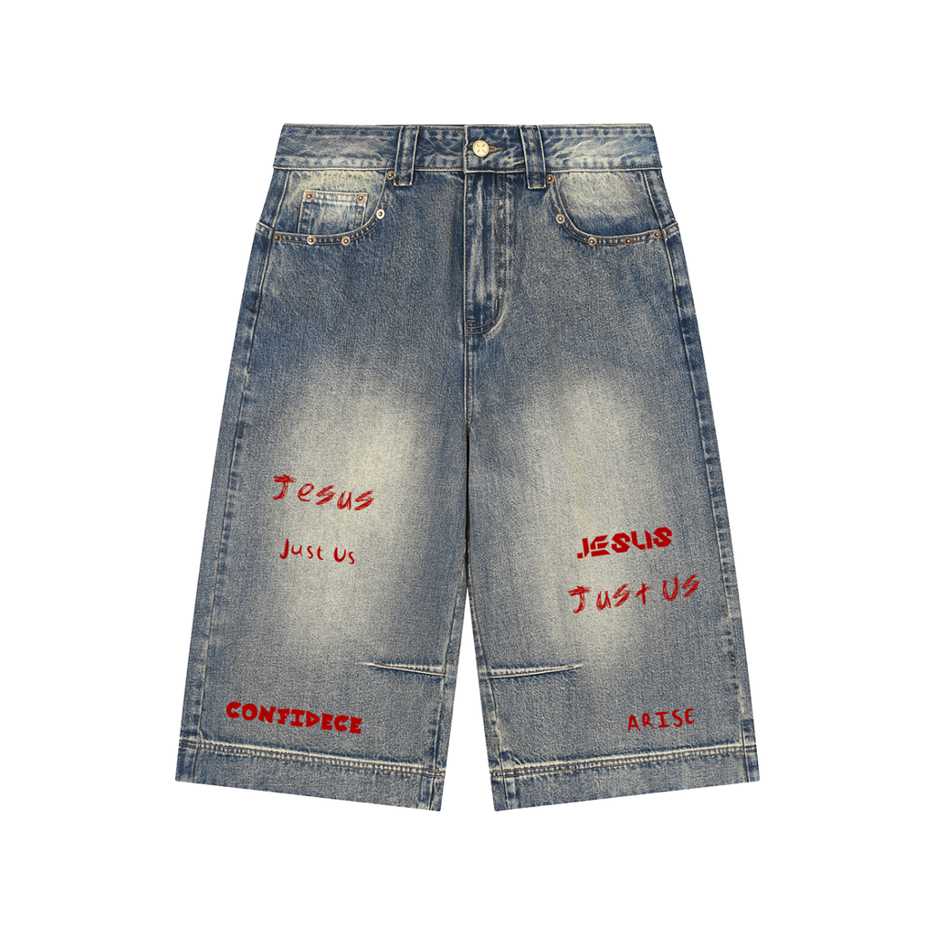 Vintage Wash Baggy Denim Shorts