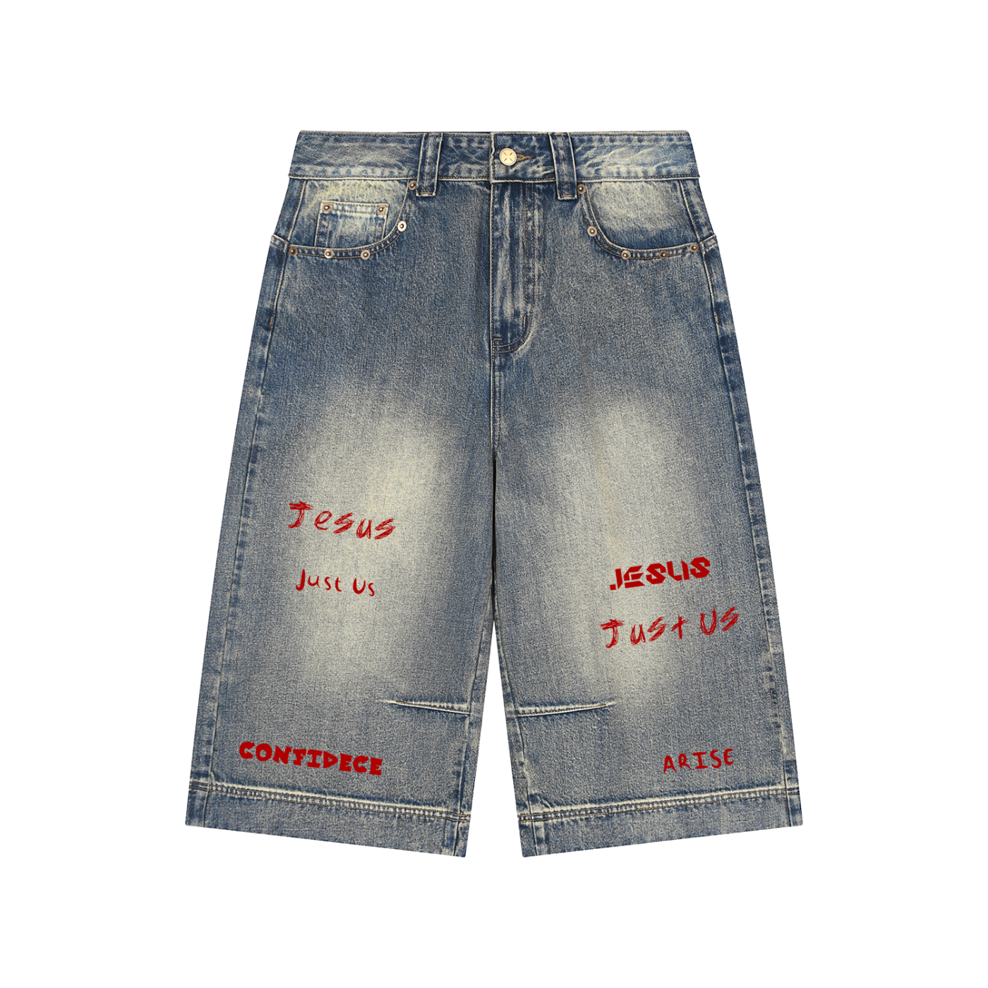 Vintage Wash Baggy Denim Shorts