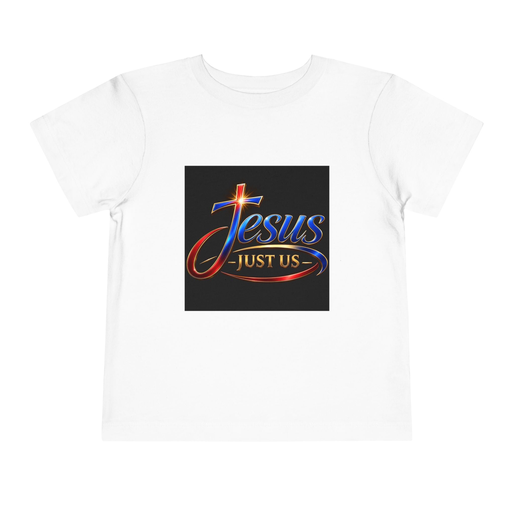Toddler Tee — "Jesus Just Us" Connected Christian Graphic