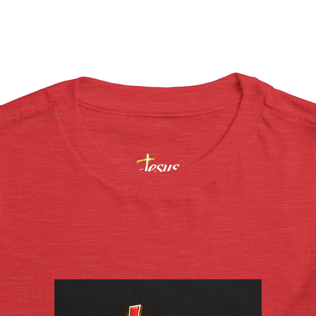 Toddler Tee — "Jesus Just Us" Connected Christian Graphic