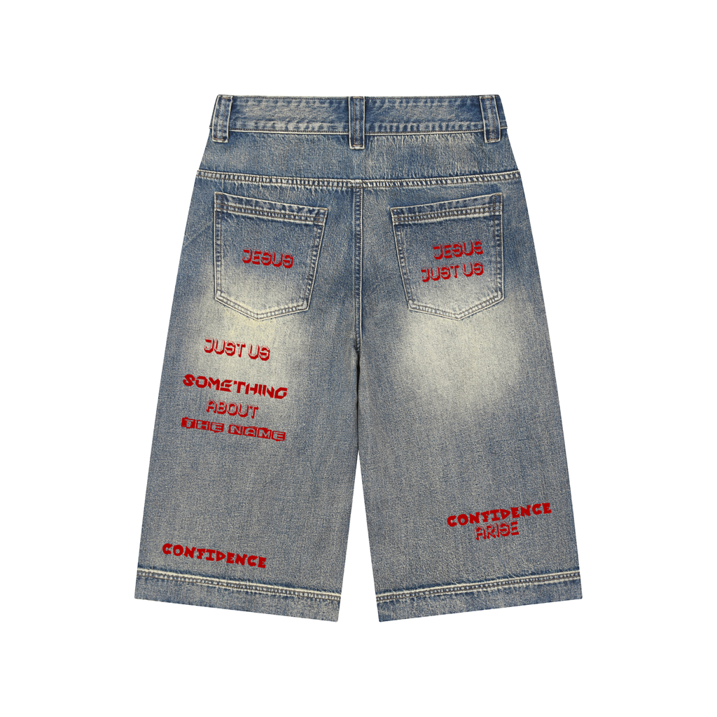 Vintage Wash Baggy Denim Shorts